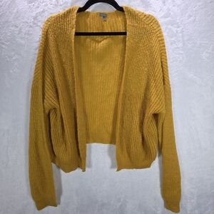 Cozy Mustard Open-Front Sweater Cardigan Size Large